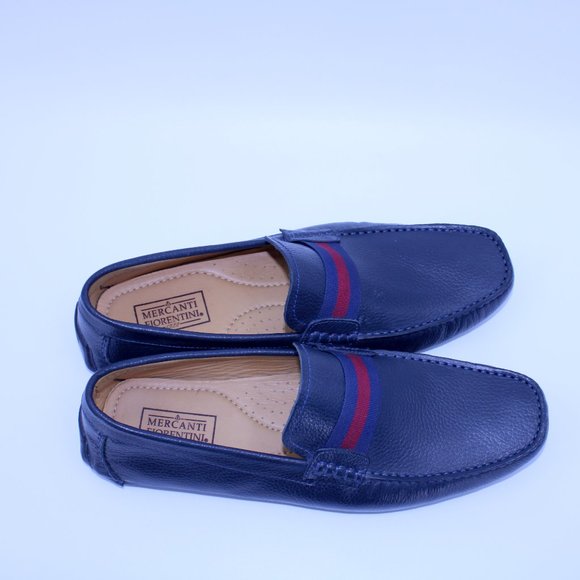 Mercanti Fiorentini Men's Navy/Red Stripe Ribber Driver Moccasins Loafer… - Picture 5 of 8